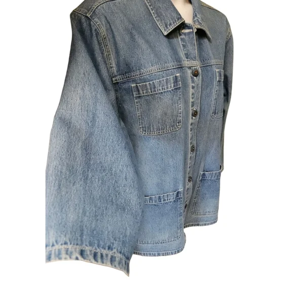 ERICA & COMPANY Women's distressed blue Jeans Jacket Size M/L - Picture 4 of 13